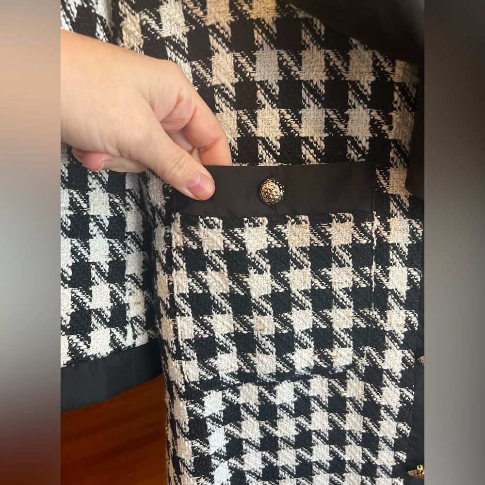 Tuckernuck Pomander Place Coco Black White Gold HoundstoothTweed Dress - Picture 4 of 8